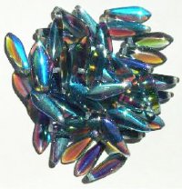 50 5x16mm Transparent Montana Blue AB Dagger Beads